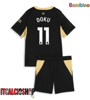 Manchester City Jeremy Doku #11 Seconda Maglia Bambino 2026-27 Manica Corta (+ Pantaloni corti)